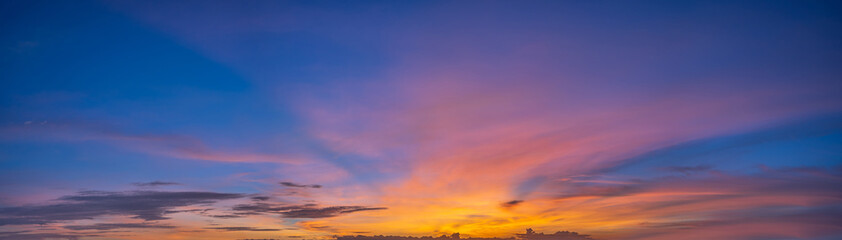 Wall Mural - panorama sunset sky for background or sunrise sky and cloud at morning.