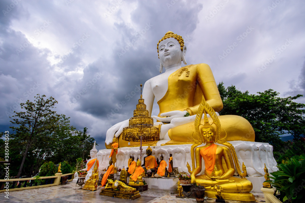 Buddha statue at Wat Phra That Doi Kham in Chiang Mai thailand Stock ...