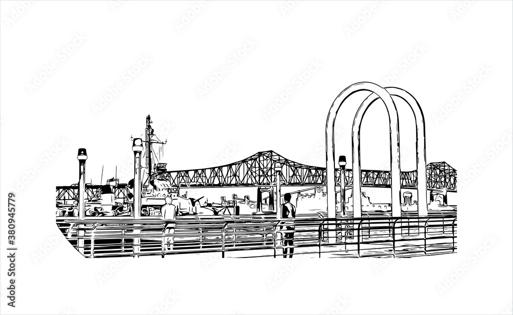Vector de Stock Building view with landmark of Baton Rouge is the ...
