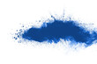 Blue powder particle splash isolated on white background.