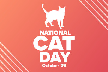 National Cat Day. October 29. Holiday concept. Template for background, banner, card, poster with text inscription. Vector EPS10 illustration.