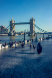 Fototapeta Londyn - Sunny March day by the Thames around Tower Bridge.