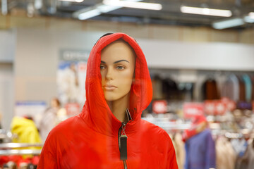 Sticker - beautiful female mannequin in a clothing store