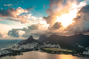 Fototapete - Dramatic Sunset Sky Over Rio de Janeiro, Brazil
