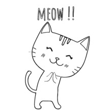 Cute Cat Meow Mens 5050 Design Animals Coloring Book Animals Vector Illustration
