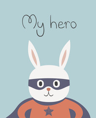 Wall Mural - Creative design of baby rabbit hero