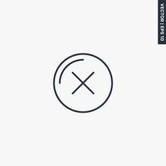 Poster - Multiplication, close, linear style sign for mobile concept and web design