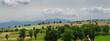 Panorama of rolling hills of Umbrian farmland and Martani mountains
