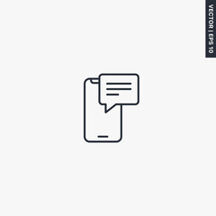 Poster - Phone notifications, linear style sign for mobile concept and web design