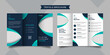 Corporate business trifold brochure template. Modern, Creative and Professional tri fold brochure vector design. Simple and minimalist promotion layout with dark blue color.