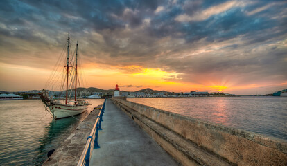 Wall Mural - The port of the city of Ibiza - Balearic Islands.