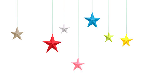 Wall Mural - Hanging Christmas paper stars with string