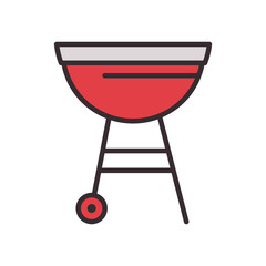 Sticker - bbq grill line and fill style icon vector design