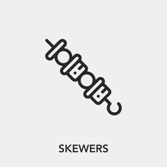 Poster - skewers icon vector. Linear style sign for mobile concept and web design. skewers symbol illustration. Pixel vector graphics - Vector.	