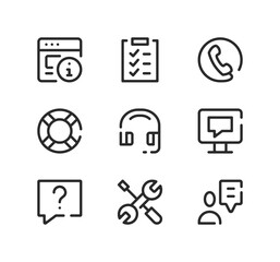 Fototapete - Customer service line icons set. Modern graphic design concepts, black stroke linear symbols, simple outline elements collection. Vector line icons