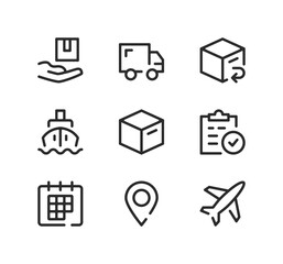 Poster - Delivery line icons set. Modern graphic design concepts, black stroke linear symbols, simple outline elements collection. Vector line icons