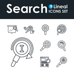 Canvas Print - search line style set icons vector design