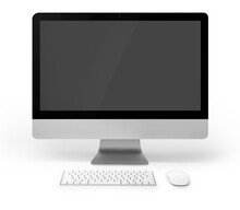 Computer Monitor, Keyboard And Mouse Isolated On A White Background With Clipping Path