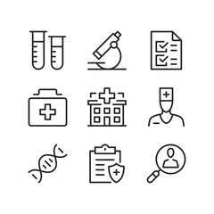 Poster - hospital line icons. medical clinic, medical center concepts. simple outline symbols, modern linear 
