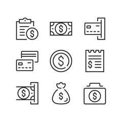 Poster - Payment line icons. Money transfer, pay, payment methods, money withdrawal concepts. Simple outline symbols, modern linear graphic elements. Thin line design. Vector icons set