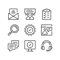 Poster - Technical support line icons. Customer service, tech support, repair, call center, maintenance concepts. Simple outline symbols, modern linear graphic elements. Thin line design. Vector icons set
