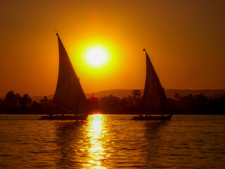 Egyptian Felucca on the Nile at Sunset