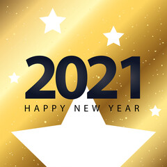 Wall Mural - 2021 Happy new year with stars gold style vector design