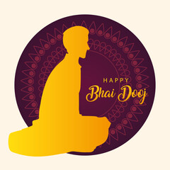 Wall Mural - happy bhai dooj with indian man silhouette vector design