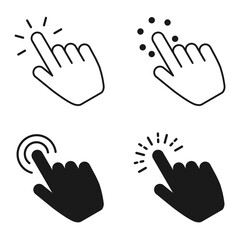 Poster - Hand clicking icon set. Finger click mouse pointer.