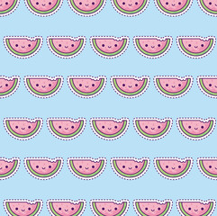 Sticker - pattern with sliced watermelon, patch style