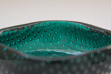 Green Italian Murano Bubbles Glass Ashtray Detail
