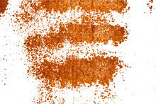 Colorful Rusty Metal Overlay For Design. Attrition. Corrosion. Oxidation. Isolated Brawn-orange Stains On Damaged Painted Metal Surface. Vector EPS10.