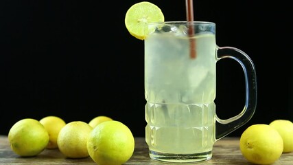 Wall Mural - lemon juice in  the glass , in studio   Chiangmai  Thailand