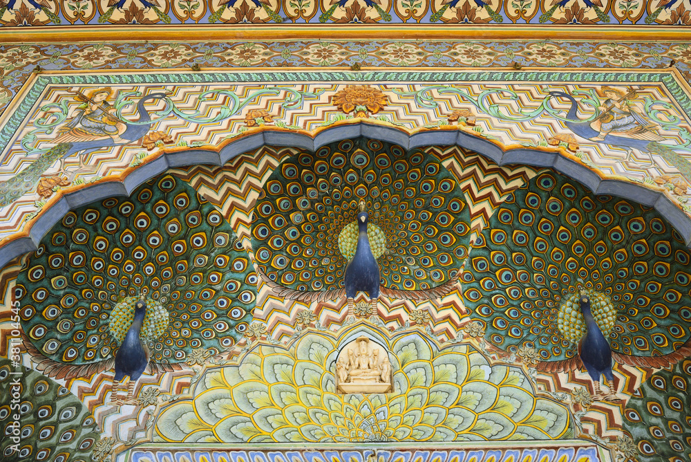 Chowk Pattern Peacock Gate at Pritam Niwas Chowk, in City Palace Jaipur, Rajasthan ...