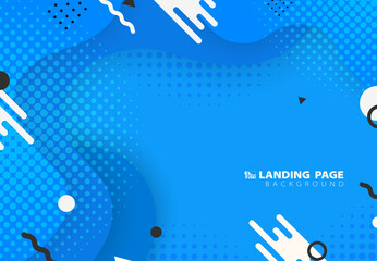 Fototapete - abstract of gradient blue memphis fluid pattern design with geometric artwork background. illustrati