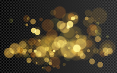 Wall Mural - bokeh effect. christmas glowing warm golden glitter element for your design. vector illustration iso
