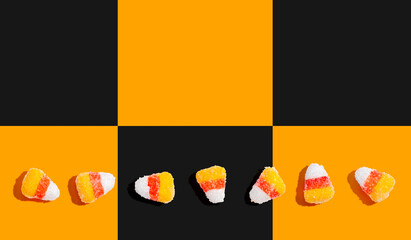 Poster - Halloween candy corn - overhead view flat lay