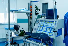 Pulse And Pressure Measurement Equipment. Operating Room In Hospital. Hi Tech Facilities In Hospital.