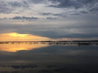 sunset over the river