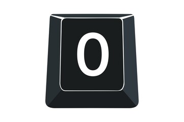 Poster - 0 key on computers keyboard with white background