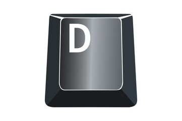Poster - D key on computers keyboard with white background