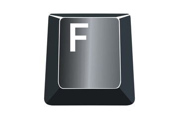 Poster - F key on computers keyboard with white background