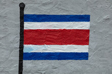 Flag Of Costa Rica, Painted On A Wall