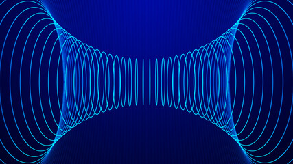 Poster - abstract tunnel of dots and lines. 3d wormhole with a mesh structure. vortex. 3d rendering