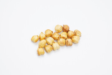 Canvas Print - Roasted chickpeas isolated on white background                             