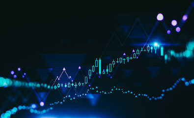 Poster - financial graph interface over black background