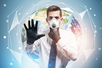 Poster - Man in mask and planet, network
