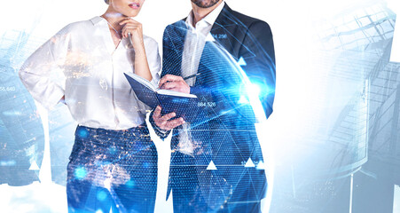 Poster - Man and woman in city, network