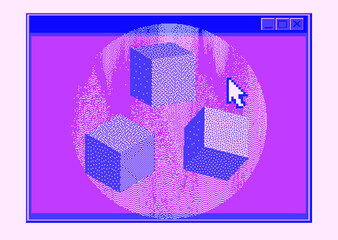 Poster - Abstract technology background with old retro user interface elements.