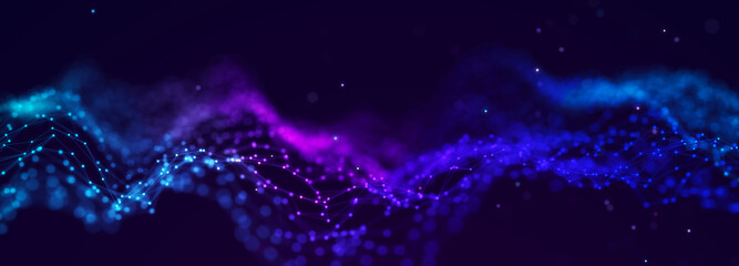 Leinwandbilder - Futuristic purple waves background. Sound wave element. Equalizer for music. Big data visualization. 3d. Widescreen
